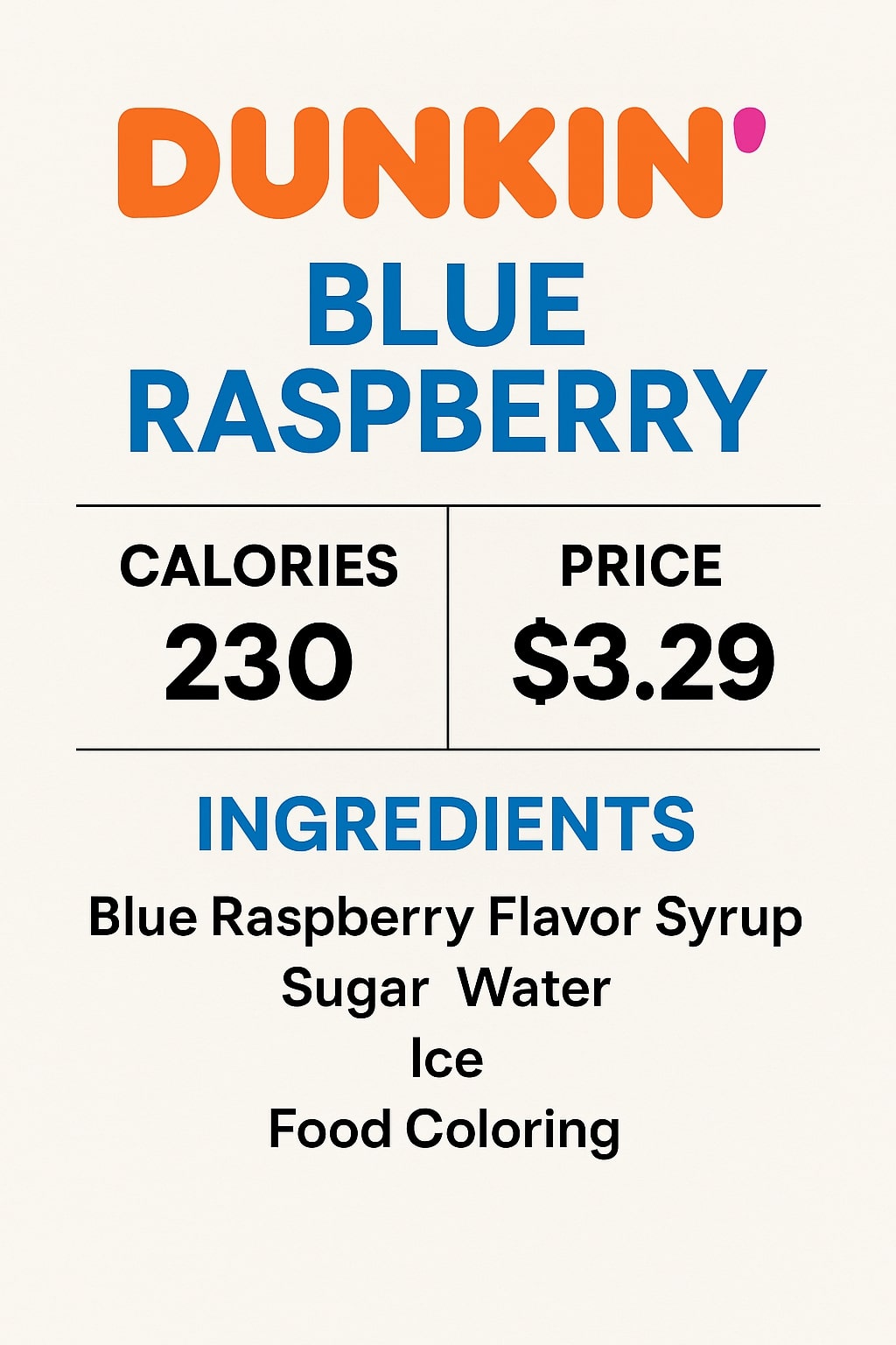 Dunkin Donuts Blue Raspberry: Price, Calories, Ingredients & Flavor ...