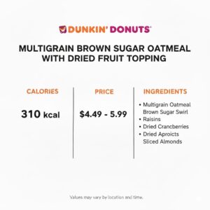 Dunkin Donuts Multigrain Brown Sugar Oatmeal with Dried Fruit Topping