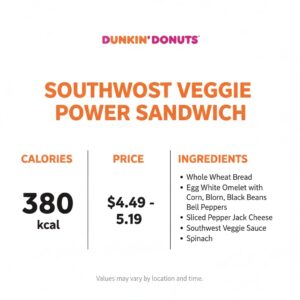 Dunkin Donuts Southwest Veggie Power Sandwich