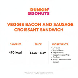 Dunkin Donuts Veggie Bacon and Veggie Sausage Croissant Sandwich