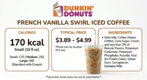 Dunkin Donuts French Vanilla Swirl Iced Coffee