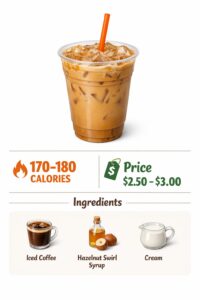 Dunkin Donuts Hazelnut Swirl Iced Coffee with cream