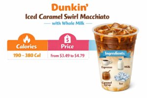 Dunkin Donuts Iced Caramel Swirl Macchiato with whole milk