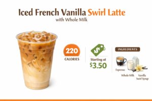 Dunkin Donuts Iced French Vanilla Swirl Latte with whole milk
