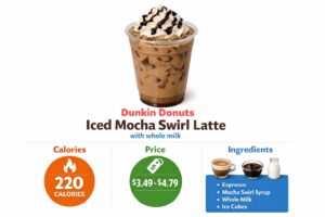 Dunkin Donuts Iced Mocha Swirl Latte with whole milk